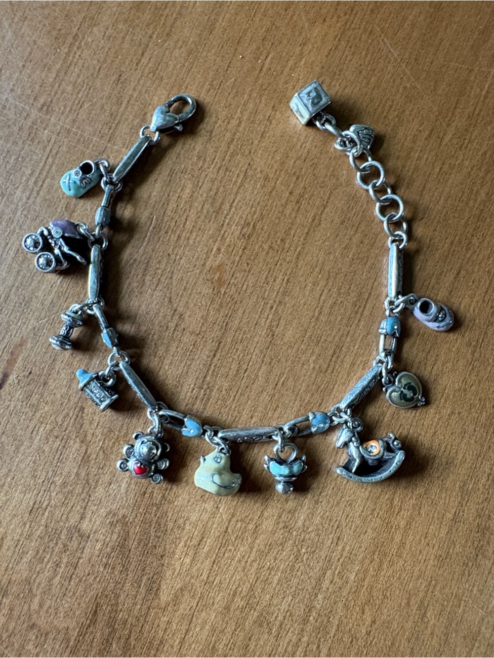 Brighton Silver Charm Bracelet with BABY Enamel Accents. The Sweetest Bracelet!